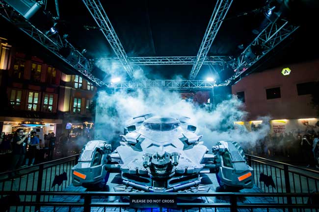 The fully armoured and equipped Batmobile replica will be exhibited at Clarke Quay from today until 20 March, and at Westgate from 22 March to 7 April. 