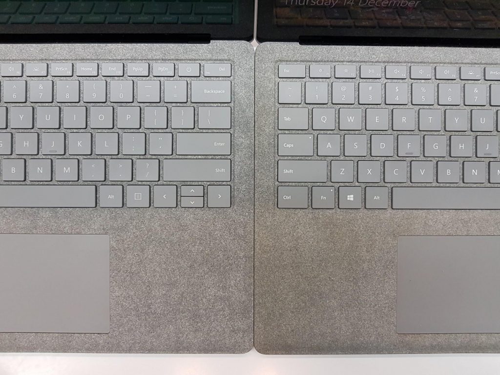 Alcantara Fabric on a brand new Surface Laptop, compared to a 3-month-old one. (Credit: https://www.reddit.com/r/Surface/comments/7jqdrt/brand_new_vs_3_months_old_alcantara_on_the/)