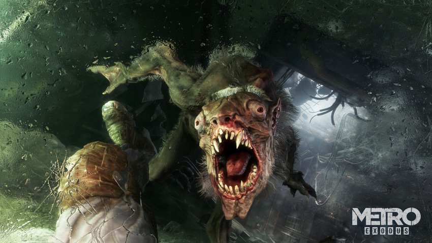 A first-person-view of an aggressive mutant creature in Metro Exodus.